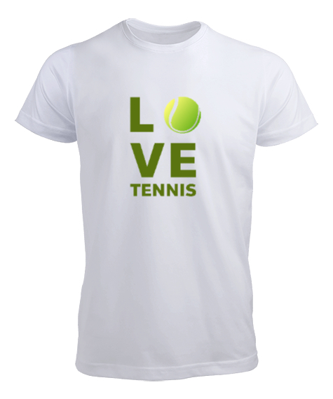 Tisho - Love Tennis - Tenis Oynamayı Seviyorum Beyaz Erkek Tişört