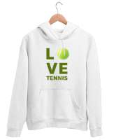 Love Tennis - Tenis Oynamayı Seviyorum Beyaz Unisex Kapşonlu Sweatshirt - Thumbnail