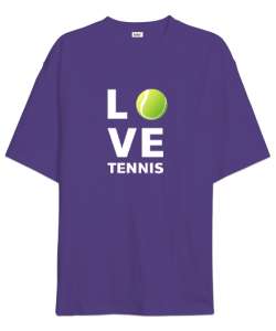 Love Tennis - Tenis Oynamayı Seviyorum Mor Oversize Unisex Tişört