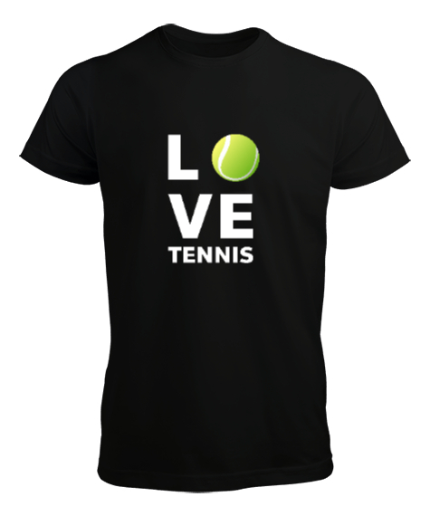 Tisho - Love Tennis - Tenis Oynamayı Seviyorum Siyah Erkek Tişört