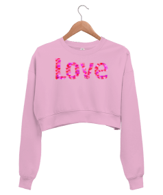 Love yazılı Kadın Crop Sweatshirt