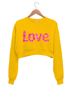 love yazılı Kadın Crop Sweatshirt