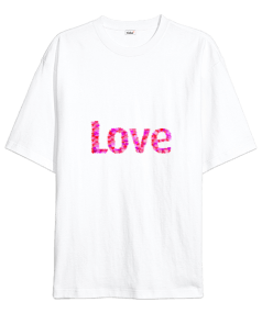 Love Yazılı Oversize Kadın Tişört Oversize Unisex Tişört