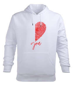 Love You Men Beyaz Erkek Kapüşonlu Hoodie Sweatshirt