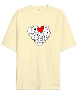 Love Your Self - Kendini Sev Krem Oversize Unisex Tişört