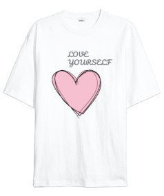 Love yourself baskılı Oversize Unisex Tişört