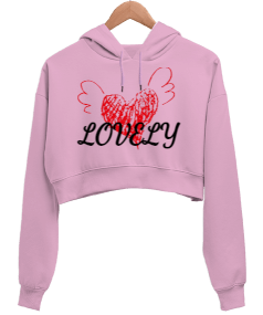 Lovely Kadın Crop Hoodie Kapüşonlu Sweatshirt