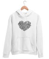 Loves Beyaz Unisex Kapşonlu Sweatshirt - Thumbnail