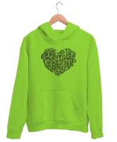 Loves Fıstık Yeşili Unisex Kapşonlu Sweatshirt - Thumbnail