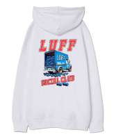 Luff Kamyon H Beyaz Oversize Unisex Kapüşonlu Sweatshirt - Thumbnail