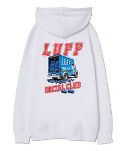 Luff Kamyon H Beyaz Oversize Unisex Kapüşonlu Sweatshirt