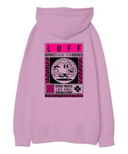 LUFF RUN 2 H Pembe Oversize Unisex Kapüşonlu Sweatshirt