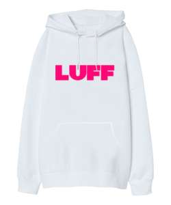 LUFF RUN Beyaz Oversize Unisex Kapüşonlu Sweatshirt