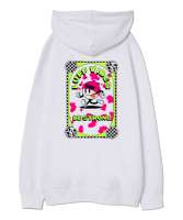 LUFF RUN Beyaz Oversize Unisex Kapüşonlu Sweatshirt - Thumbnail