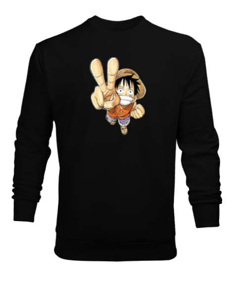 Luffy Siyah Erkek Sweatshirt