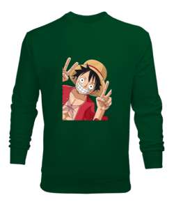 Luffy Zafer Çimen Yeşili Erkek Sweatshirt