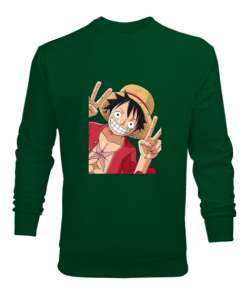 Luffy Zafer Çimen Yeşili Erkek Sweatshirt