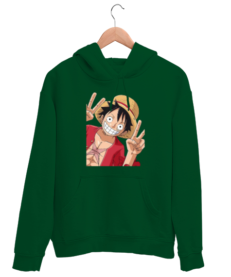 Tisho - Luffy Zafer Çimen Yeşili Unisex Kapşonlu Sweatshirt