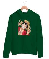 Luffy Zafer Çimen Yeşili Unisex Kapşonlu Sweatshirt - Thumbnail