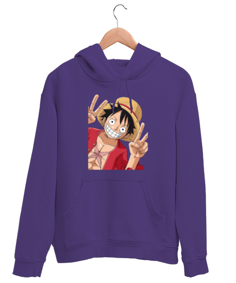 Tisho - Luffy Zafer Mor Unisex Kapşonlu Sweatshirt