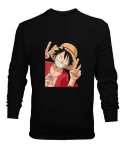 Luffy Zafer Siyah Erkek Sweatshirt