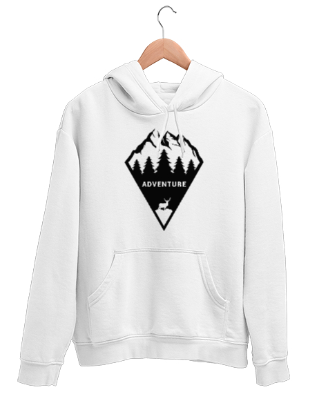 Tisho - Macera - Doğa - Adventure Beyaz Unisex Kapşonlu Sweatshirt