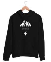 Macera - Doğa - Adventure Siyah Unisex Kapşonlu Sweatshirt - Thumbnail