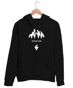 Macera - Doğa - Adventure Siyah Unisex Kapşonlu Sweatshirt