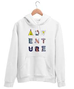 Macera - Kamp - Adventure Beyaz Unisex Kapşonlu Sweatshirt