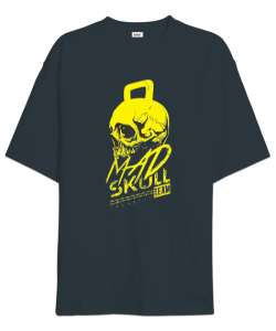 MAD SKULL Vücut Geliştirme GYM Bodybuilding Fitness Baskılı Füme Oversize Unisex Tişört