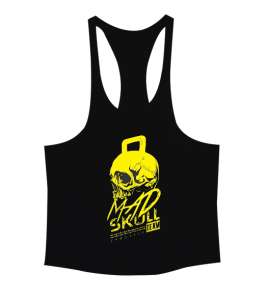 MAD SKULL Vücut Geliştirme GYM Bodybuilding Fitness Baskılı Siyah Erkek Tank Top Atlet