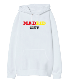 Madrid City Oversize Unisex Kapüşonlu Sweatshirt