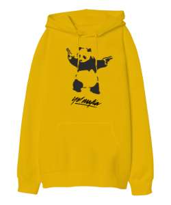 MAFYA PANDA Sarı Oversize Unisex Kapüşonlu Sweatshirt