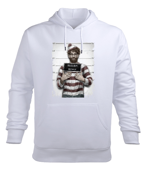 Mahkum - Suçlu Beyaz Erkek Kapüşonlu Hoodie Sweatshirt