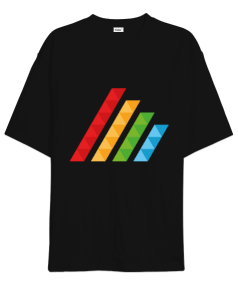 MAHT Design Colorful Polygon Hatch Siyah Oversize Unisex Tişört