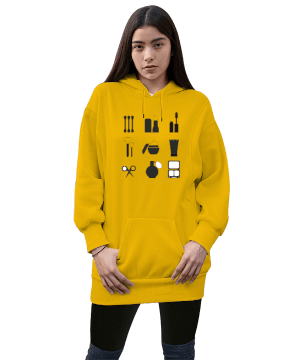 Make up Kadın Uzun Hoodie Kapüşonlu Sweatshirt