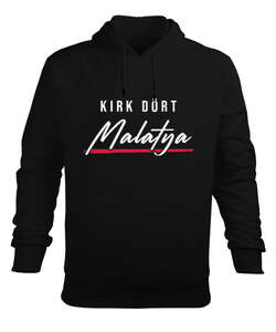 Malatya 44 Tasarım Baskılı Siyah Erkek Kapüşonlu Hoodie Sweatshirt