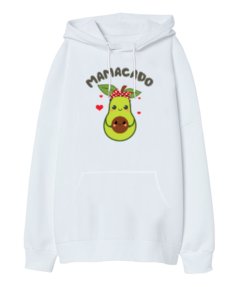 Mamacado Beyaz Oversize Unisex Kapüşonlu Sweatshirt