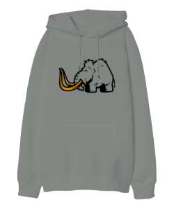 Mamut Gri Oversize Unisex Kapüşonlu Sweatshirt