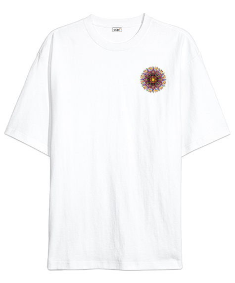 Tisho - Mandala Beyaz Oversize Unisex Tişört