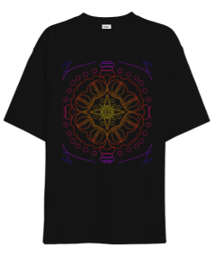 Mandala desenli Oversize Unisex Tişört