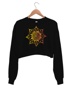 Mandala tasarımlı Kadın Crop Sweatshirt