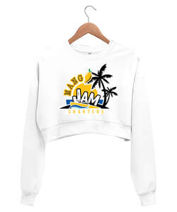 Mango Jam Charters Beyaz Kadın Crop Sweatshirt