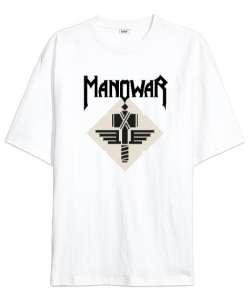 Manowar Hammer Beyaz Oversize Unisex Tişört