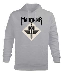 Manowar Hammer Gri Erkek Kapüşonlu Hoodie Sweatshirt