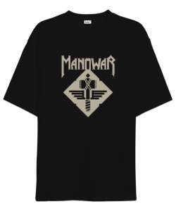 Manowar Hammer Siyah Oversize Unisex Tişört