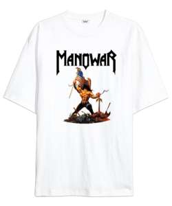 Manowar - Savaşçı Beyaz Oversize Unisex Tişört