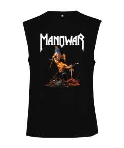 Manowar - Savaşçı Siyah Kesik Kol Unisex Tişört