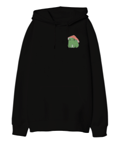 Mantar şapkalı kurbağa Oversize Unisex Kapüşonlu Sweatshirt