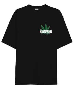 Marijuana tasarım Siyah Oversize Unisex Tişört